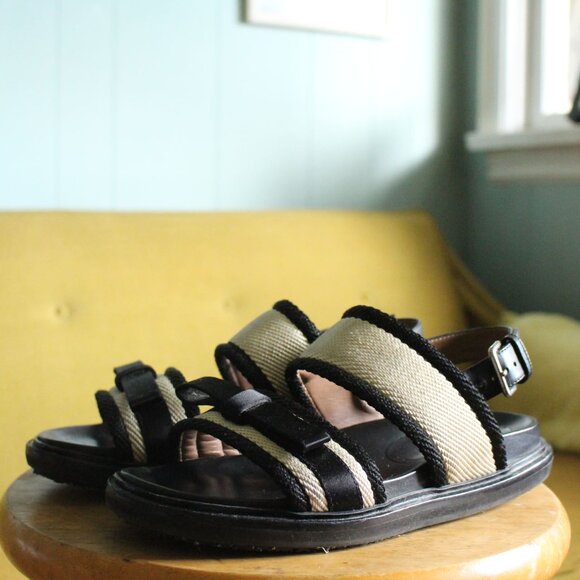 Marni cream and black woven sandals with satin bow detail Sz 8 - Picture 8 of 9
